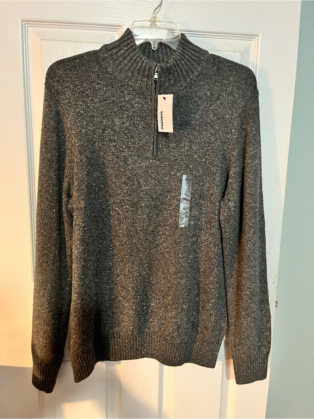 Sonoma Men's Charcoal Zip-Neck Sweater